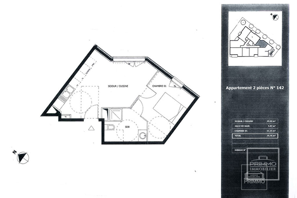 Lyon 8, appartement 2 pièces de 36,56 m²